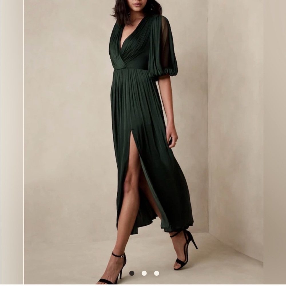 Banana Republic Maxi Satin Green Dress